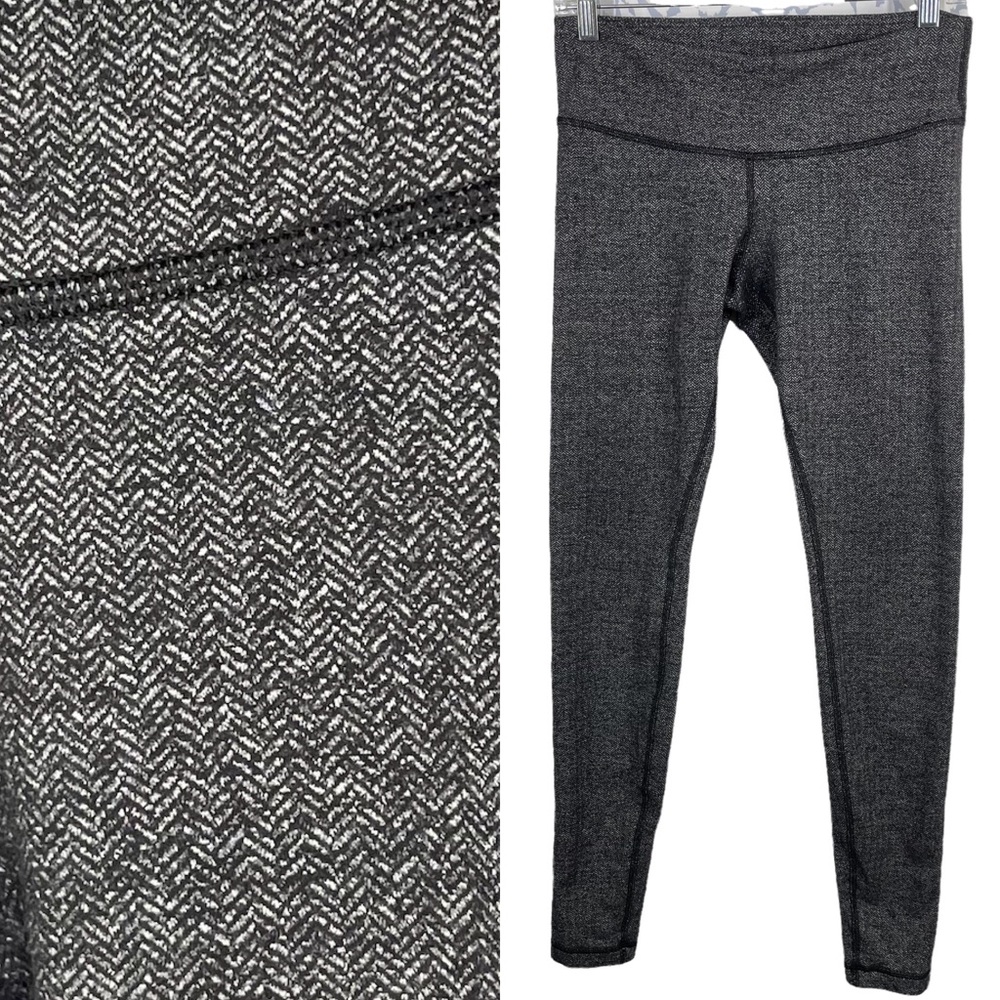 Lululemon Black & White Herringbone Wunder Unders size 8